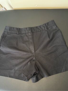 ZARA Women's Black Chino Shorts Cotton Stretch Pockets Regular Fit Size L